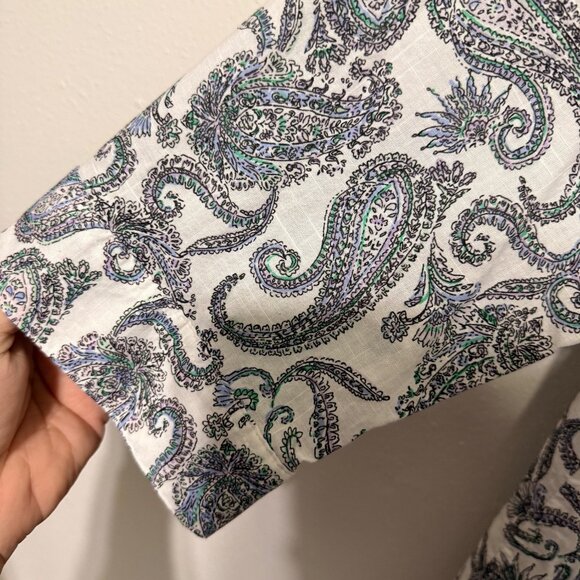 Croft & Barrow Button Up Shirt White Purple Black Paisley Womans XXL - Picture 5 of 7